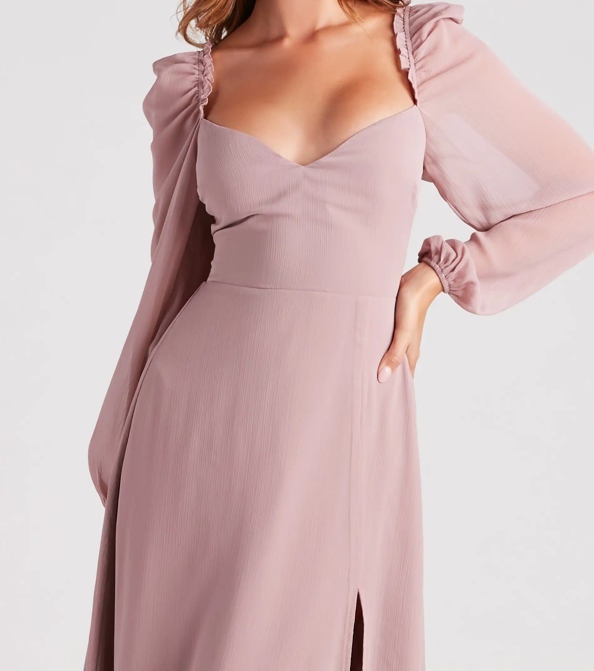 Windsor. Sheer Beauty Chiffon Slit Maxi Dress 6 Windsor. Sheer Beauty Chiffon Slit Maxi Dress - Image 4