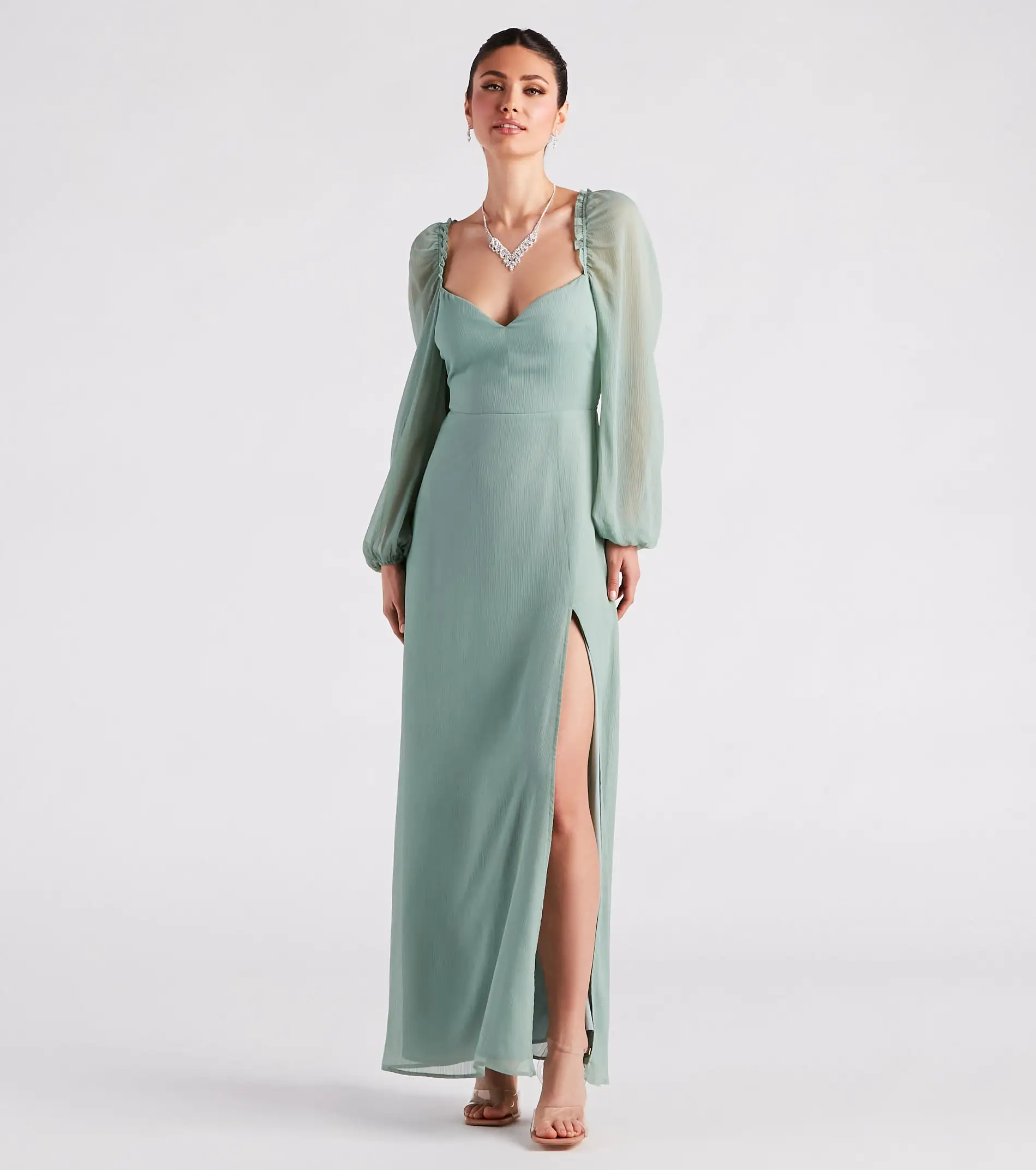 Windsor. Sheer Beauty Chiffon Slit Maxi Dress 7 Windsor. Sheer Beauty Chiffon Slit Maxi Dress - Image 5