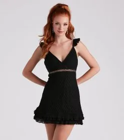 Windsor. Downright Darling Lace V-Neck Dress