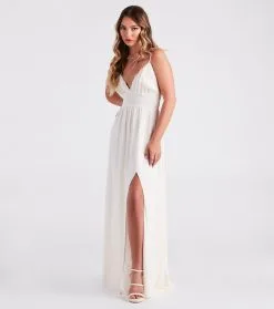 Windsor. Blissful Beauty Chiffon Ruffle Trim V-Neck Maxi Dress