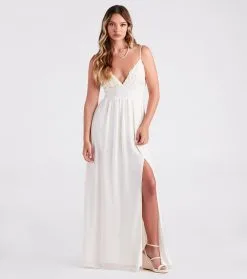 Windsor. Blissful Beauty Chiffon Ruffle Trim V-Neck Maxi Dress -Formal Dresses Online Shop 05101 2353 3