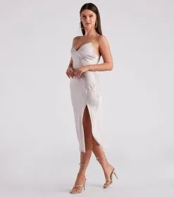Windsor. Rendezvous In Satin Slip Midi Dress -Formal Dresses Online Shop 05101 2383 3