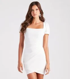 Windsor. Perfect Puff Sleeve Crepe Mini Dress