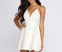 Windsor. Pearl Finish Lace Skater Dress -Formal Dresses Online Shop 05101 7955 3