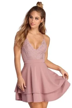 Windsor. Layered In Lace Skater Dress -Formal Dresses Online Shop 05101 8797 1