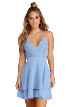 Windsor. Layered In Lace Skater Dress -Formal Dresses Online Shop 05101 8798 1