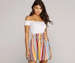 Windsor. Color Wheel Striped Mini Dress