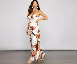 Windsor. Fab Florals Crochet Waist Maxi Dress