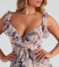 Windsor. Tropical Ruffled Chiffon Skater Dress -Formal Dresses Online Shop 05102 0264 4