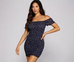 Windsor. Sweet And Smocked Floral Mini Dress