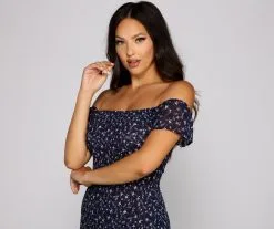 Windsor. Sweet And Smocked Floral Mini Dress -Formal Dresses Online Shop 05102 0339 4 704ef996 dc3e 40e0 9be5 9077d10455ce