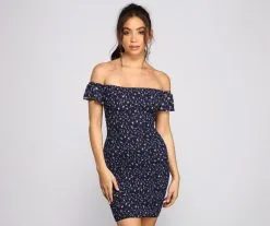 Windsor. Sweet And Smocked Floral Mini Dress -Formal Dresses Online Shop 05102 0339 5