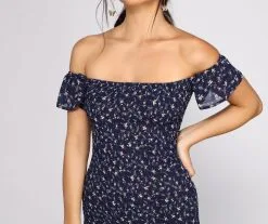 Windsor. Sweet And Smocked Floral Mini Dress -Formal Dresses Online Shop 05102 0339 7