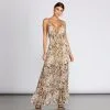 Windsor. Sleeveless Leopard Chiffon Maxi Dress