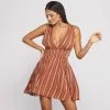 Windsor. Season Of Stripes Cutout Gauze Mini Dress