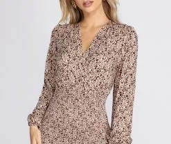 Windsor. Leopard Print Surplice Smocked Mini Dress -Formal Dresses Online Shop 05102 0428 3