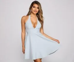 Windsor. Flirty And Flowy Halter Skater Dress
