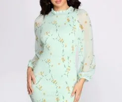Windsor. Floral Chiffon Blouson Mini Dress -Formal Dresses Online Shop 05102 0508 3