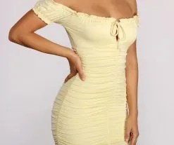 Windsor. Oh So Dainty Ruffle Trim Off Shoulder Ruched Mini Dress 16 Windsor. Oh So Dainty Ruffle Trim Off Shoulder Ruched Mini Dress -Formal Dresses Online Shop 05102 0659 3 ea624901 bf5f 45f1 b7ff 6b26439f15f0