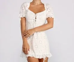 Windsor. Day Dreamin’ Eyelet Mini Dress -Formal Dresses Online Shop 05102 0678 3