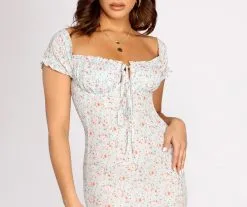 Windsor. Sweet Florals Smocked Mini Dress -Formal Dresses Online Shop 05102 0701 3