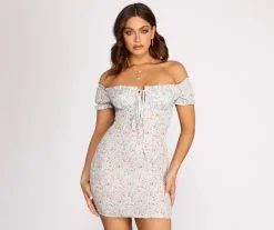 Windsor. Sweet Florals Smocked Mini Dress -Formal Dresses Online Shop 05102 0701 5