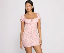 Windsor. Sweet Florals Smocked Mini Dress