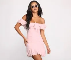 Windsor. Romanced In Ruffles A-Line Mini Dress