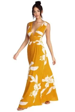 Windsor. Take The Plunge Floral Maxi Dress