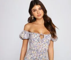 Windsor. Fabulous Floral Puff Sleeve Mini Dress -Formal Dresses Online Shop 05102 4125 3 6f5abc89 c851 496c a3c4 84ace77fd9cd