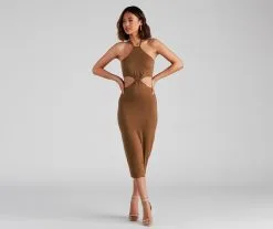 Windsor. Knott Love Halter Cutout Midi Dress -Formal Dresses Online Shop 05102 4322 4