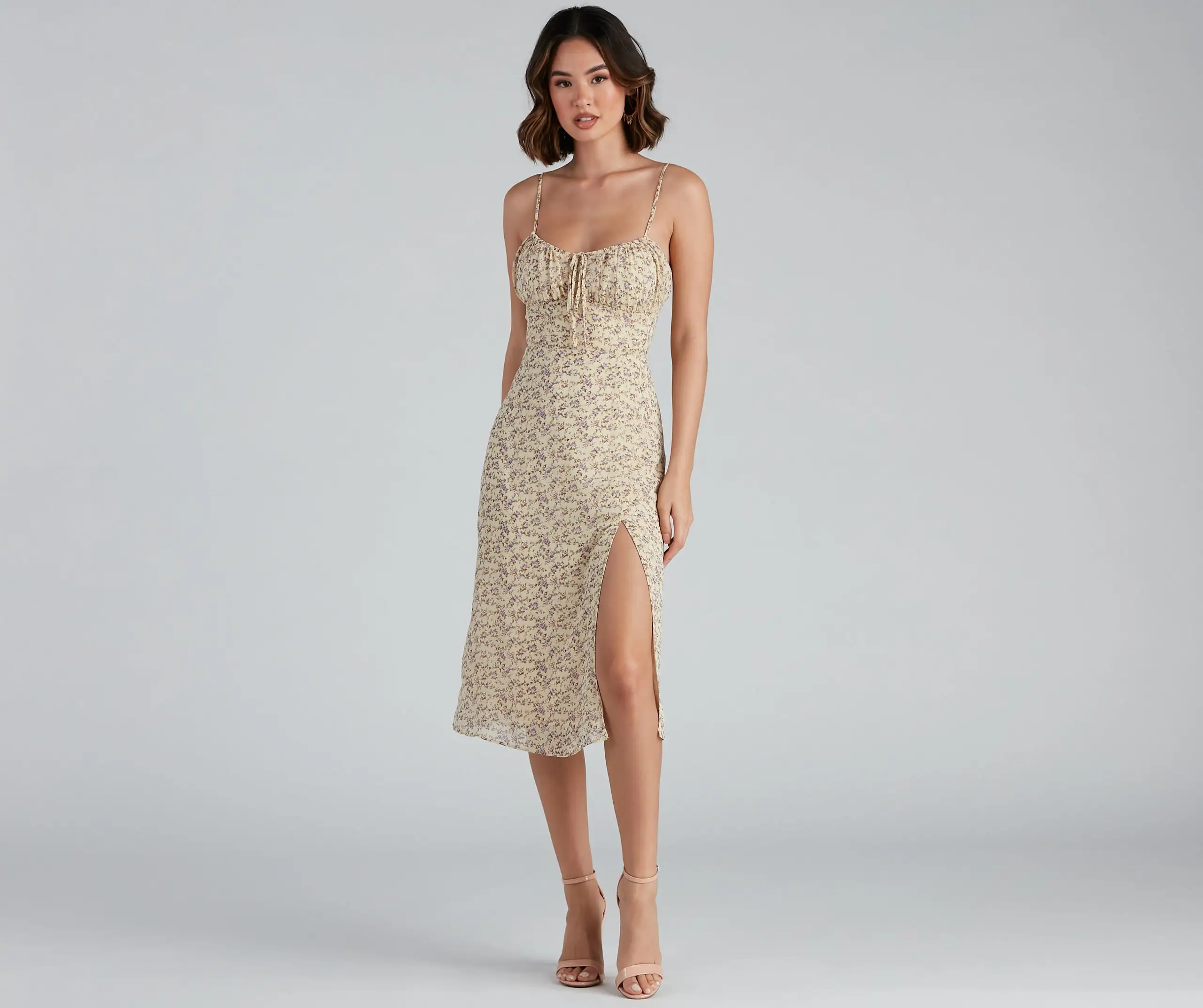 Windsor. Floral Retreat Chiffon Sweetheart Midi Dress 3 Windsor. Floral Retreat Chiffon Sweetheart Midi Dress