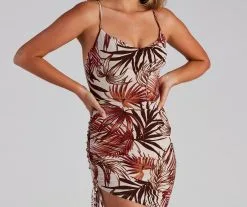 Windsor. Island Views Tropical Cowl Mini Dress -Formal Dresses Online Shop 05102 4366 5