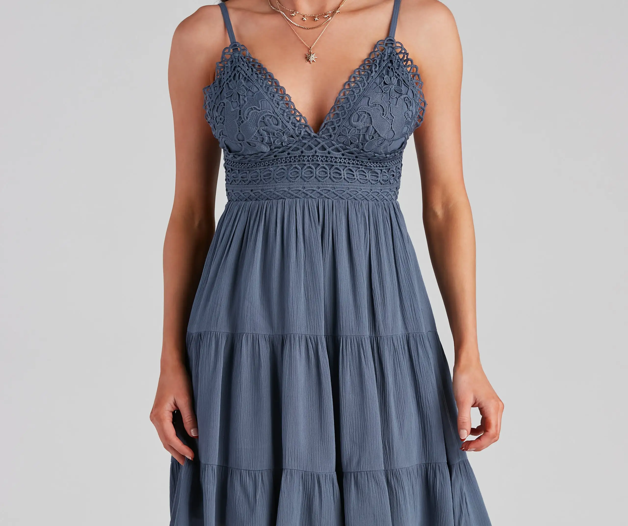 Windsor. Let It Flow Crochet V-Neck Skater Dress 10 Windsor. Let It Flow Crochet V-Neck Skater Dress - Image 8