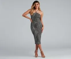 Windsor. Trendy-Chic Style Halter Midi Dress