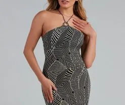 Windsor. Trendy-Chic Style Halter Midi Dress -Formal Dresses Online Shop 05102 4411 4