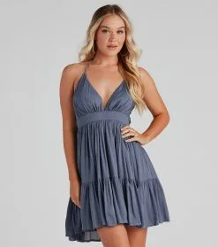 Windsor. Spring Breeze Linen Halter Skater Dress 38 Windsor. Spring Breeze Linen Halter Skater Dress -Formal Dresses Online Shop 05102 4425 1