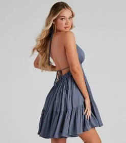 Windsor. Spring Breeze Linen Halter Skater Dress 40 Windsor. Spring Breeze Linen Halter Skater Dress -Formal Dresses Online Shop 05102 4425 3