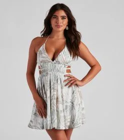 Windsor. Under The Palms Halter Skater Dress