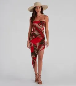 Windsor. Island Palms Strappy Midi Dress