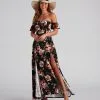 Windsor. Vineyard Floral Slit Maxi Dress