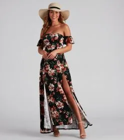 Windsor. Vineyard Floral Slit Maxi Dress