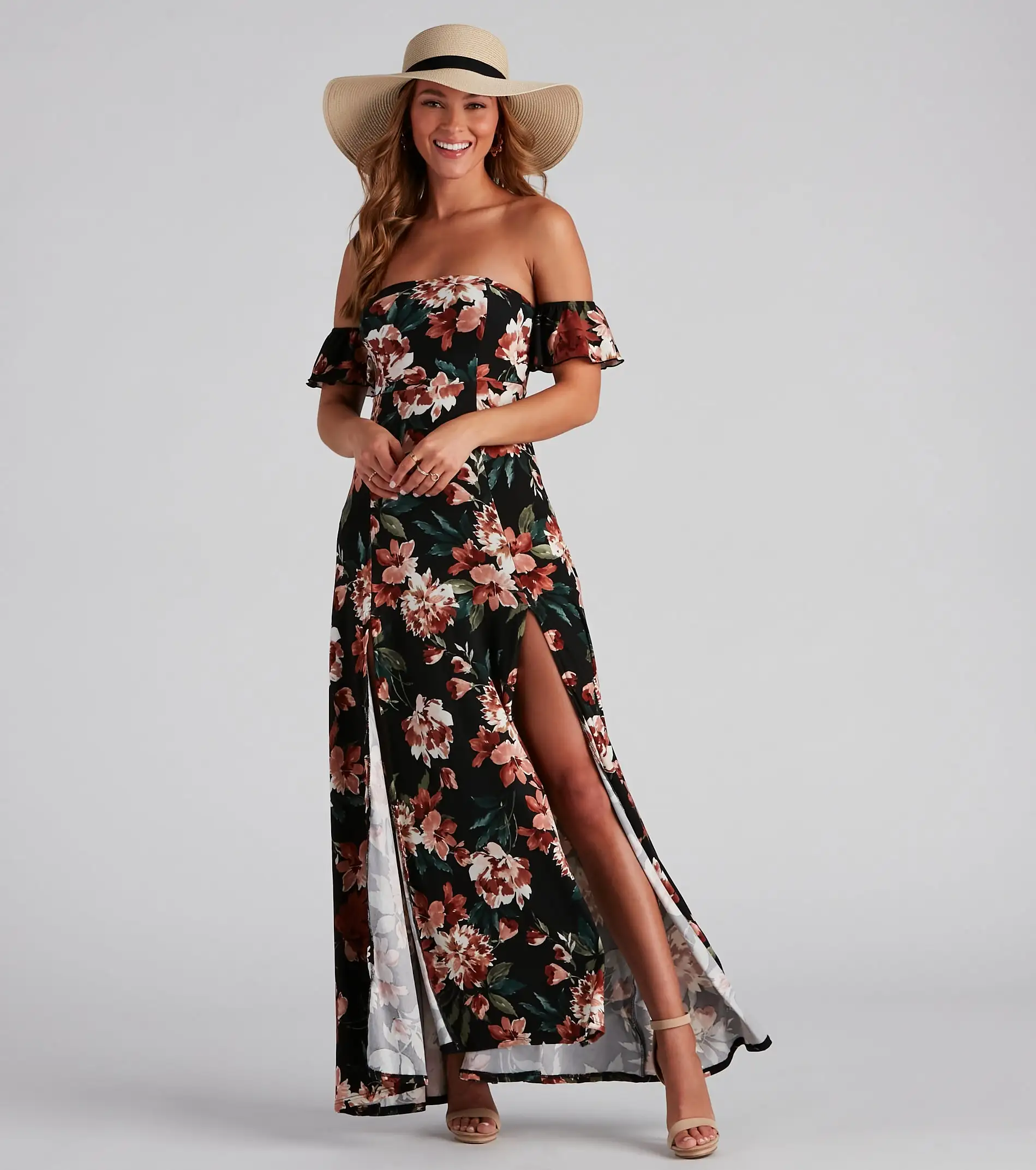 Windsor. Vineyard Floral Slit Maxi Dress 3 Windsor. Vineyard Floral Slit Maxi Dress