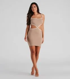 Windsor. Chic Neutral Vibe Mini Dress -Formal Dresses Online Shop 05102 4558 3