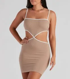 Windsor. Chic Neutral Vibe Mini Dress -Formal Dresses Online Shop 05102 4558 4