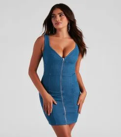 Windsor. The Cutest Denim V-Neck Mini Dress