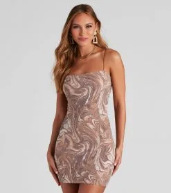 Windsor. Soft Serve Marble Print Mini Dress