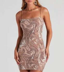 Windsor. Soft Serve Marble Print Mini Dress -Formal Dresses Online Shop 05102 4662 4