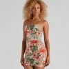 Windsor. Tropical Glam Ruched Short Dress -Formal Dresses Online Shop 05102 4683 1