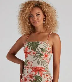 Windsor. Tropical Glam Ruched Short Dress -Formal Dresses Online Shop 05102 4683 4